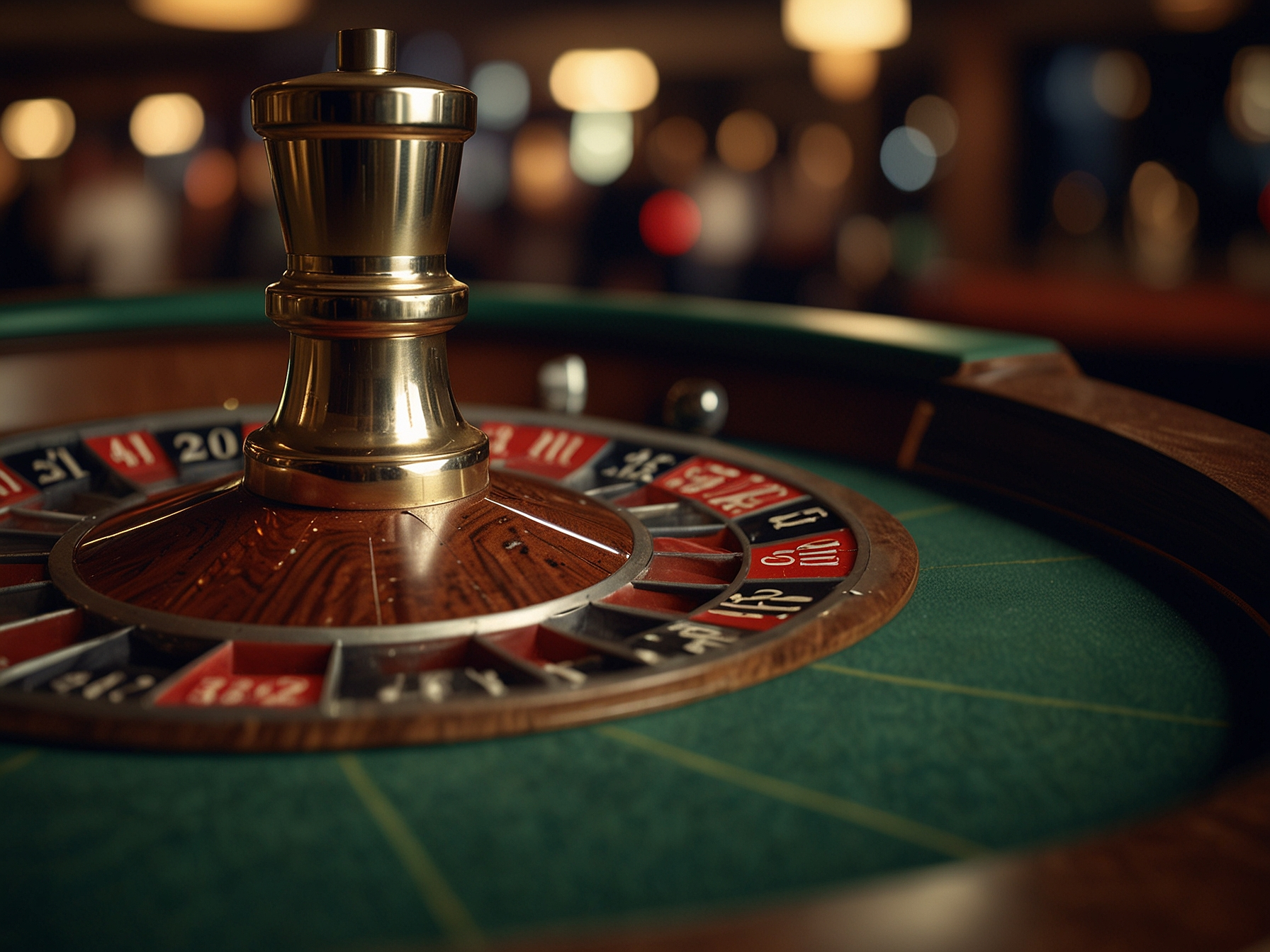 Slot machine and roulette in upscale casino setting