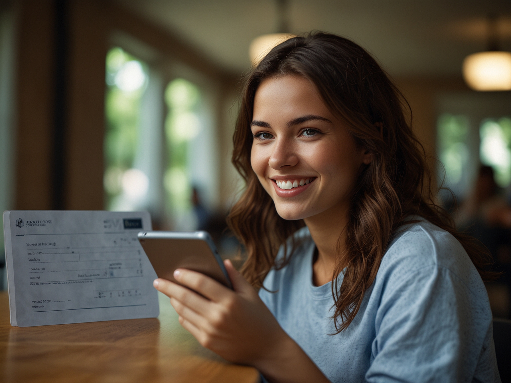 Person registering on tablet